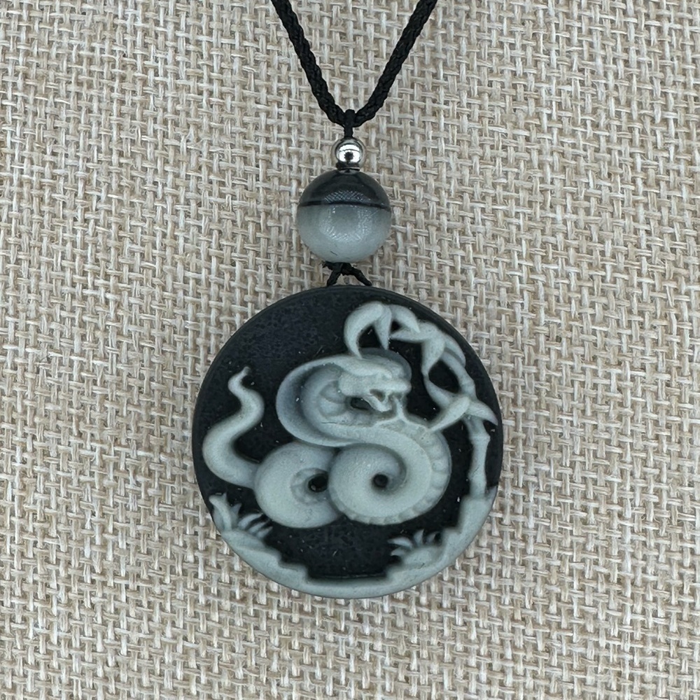 Black and Gray Snake Pendant Necklace